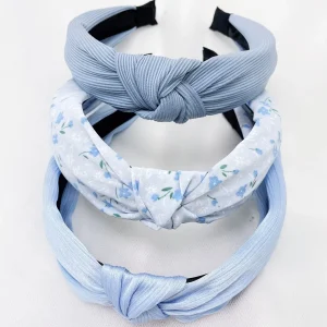 3 pièces/set Bandeaux pour femmes de style campus doux avec motifs floraux et couleurs unies - rose/bleu/vert shien